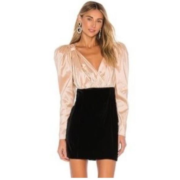 LPA Dresses & Skirts - NWT LPA Kaia Black and Nude Mini Velvet and Taffeta Cocktail Dress Size S